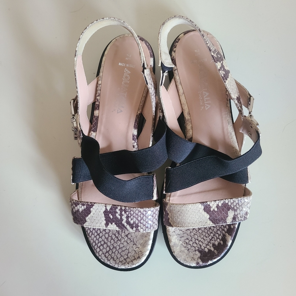 Aquatalia Gail Python-Embossed Leather Platform S… - image 3